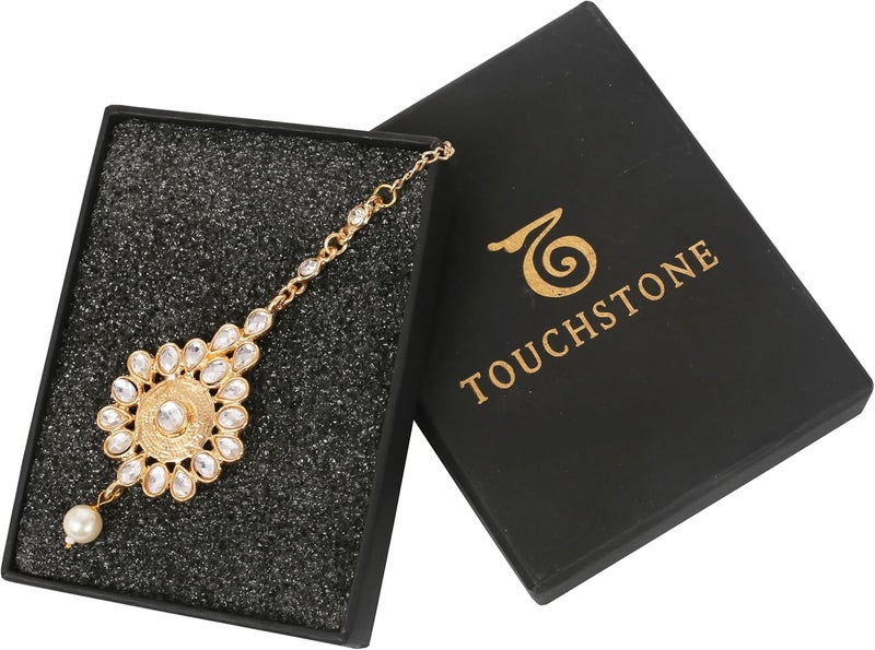 Touchstone ماانغ تيكا مجوهرات رأس هندية إكسسوارات شعر نسائية قطعة رأس ذهبية جبهة مانغتيكا بوليوود بسيطة كوندان زفاف سلسلة رقيقة عروس تيكلي بورلا فيلجري نيثي شوتي - Image 4